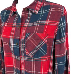 Field & Stream Flannel Long Sleeve Button Up Red Blue Plaid Shirt Women's Size M